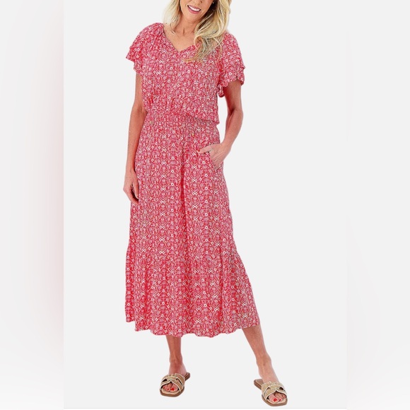 Destination 365 Dresses & Skirts - Destination 365 Printed Short-Sleeve Midi/Maxi Dress with pockets Size L